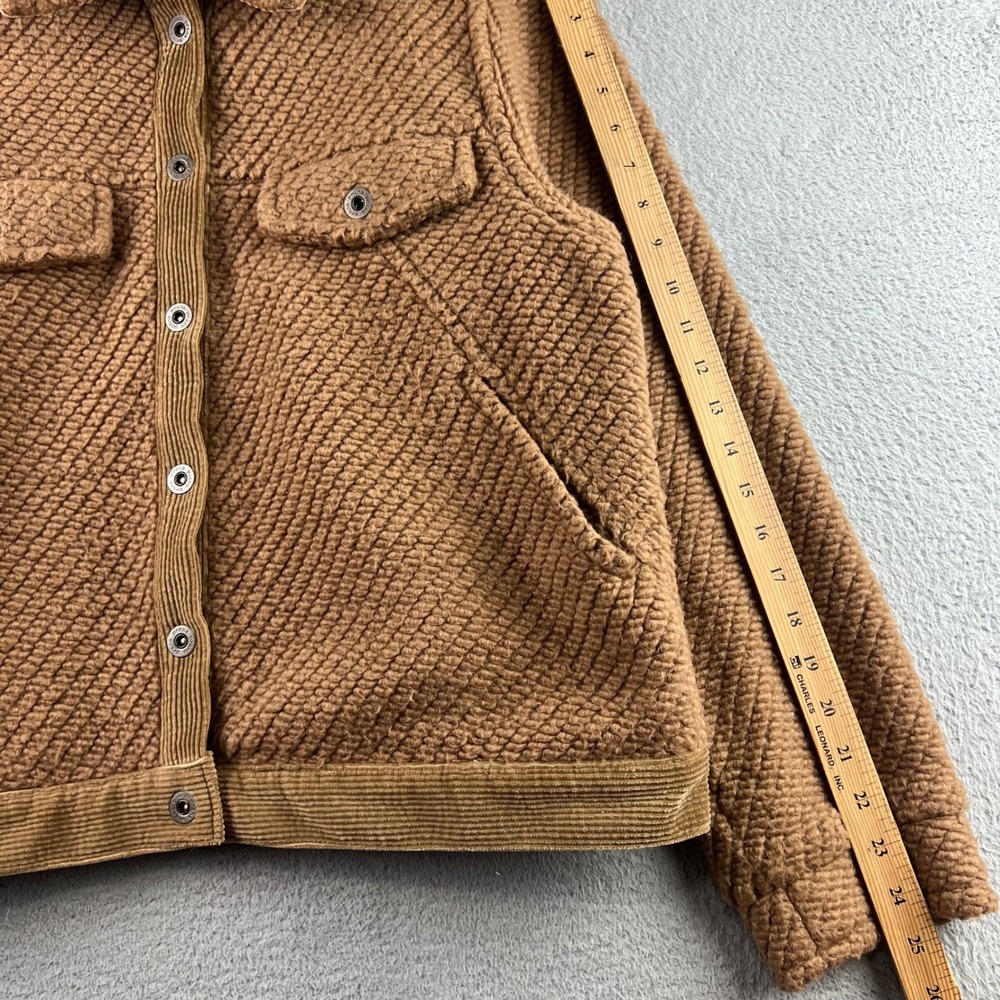 Prana Hellebore Jacket Brown Textured Boucle Corduroy Trim Snap Front Womens L - Picture 7 of 13